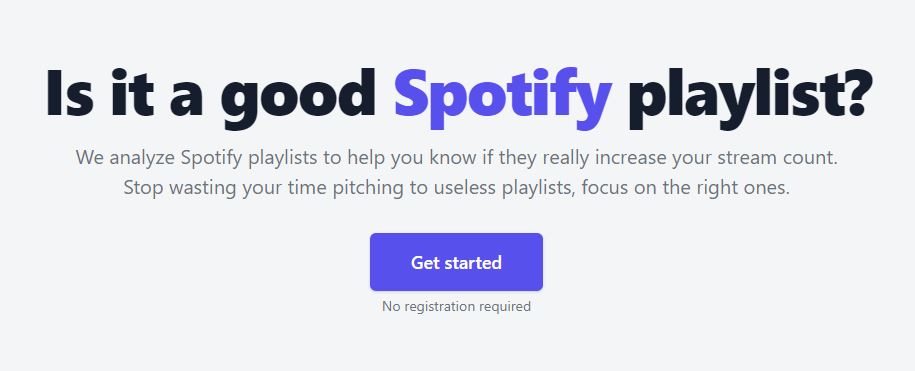 Screengrab of the website Is It A Good Playlist, a great tool for checking out Spotify playlists for playlist placements.
